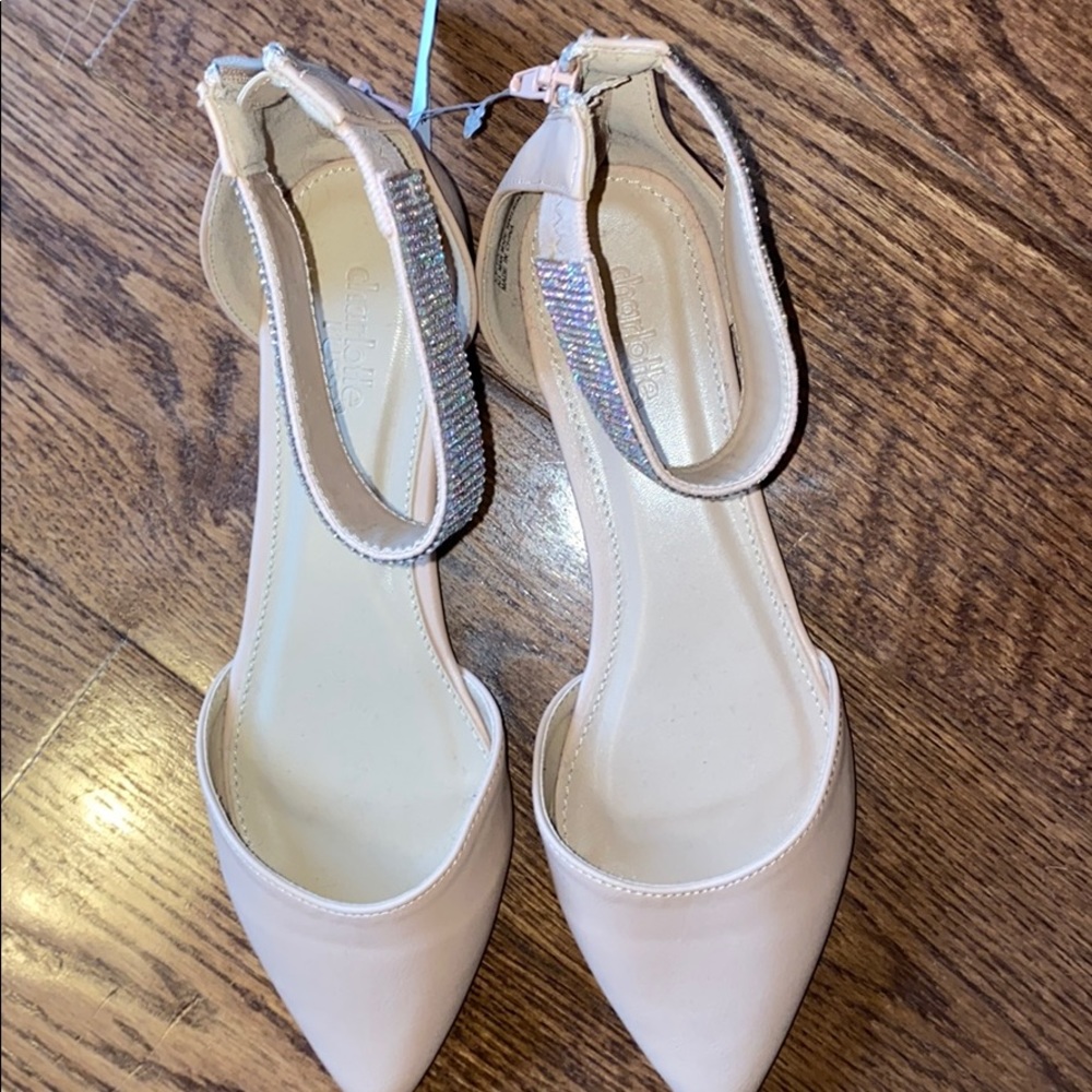 Tan flats with glitter